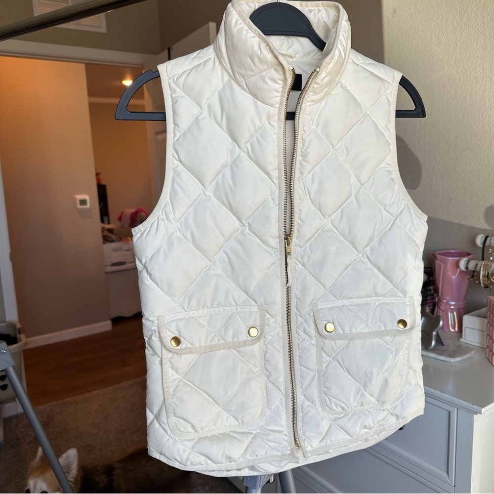 J. Crew Cream Quilted Vest
